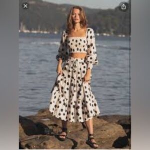 Kivari Rammy Polka Linen Skirt NWT SZ XS